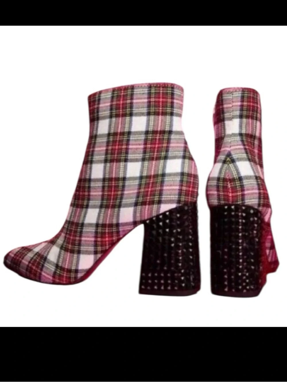 NWT Betsey Johnson Kassie Plaid Beaded Heel Ankle Booties Size 7 | $109